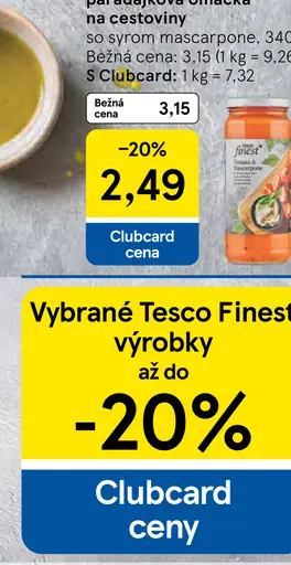 Tesco Finest hotová paradajková omáčka na cestoviny so syrom mascarpone