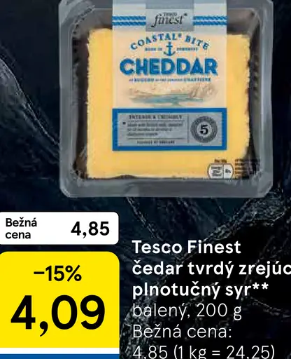 Tesco Finest čedar tvrdý zrejúci plnotučný syr
