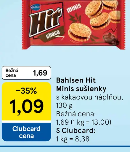 Bahlsen Hit Minis sušienky s kakaovou náplňou