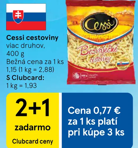 Cessi bezvaječné cestoviny rôzne druhy