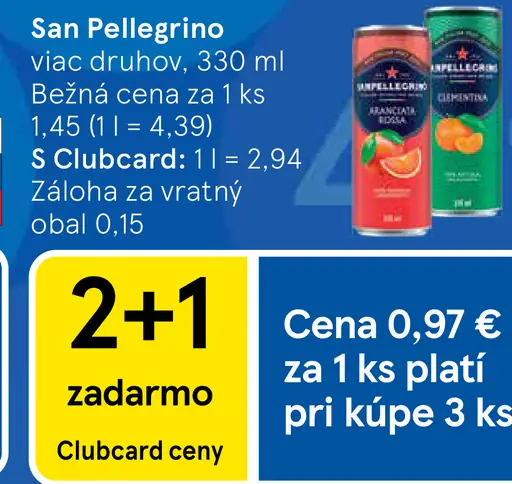 San Pellegrino, rôzne druhy