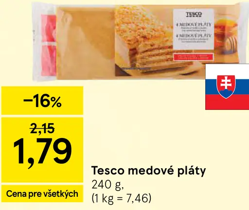 Tesco medové pláty