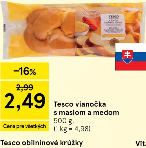 Tesco vianočka s maslom a medom