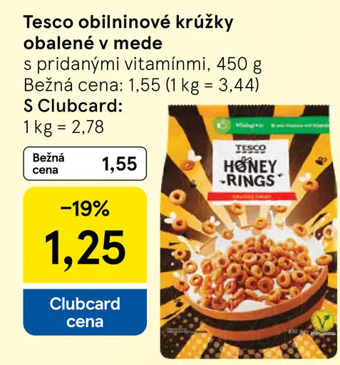 Tesco obilninové krúžky obalené v mede