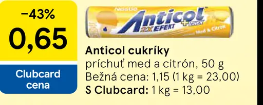 Anticol cukríky s príchuťou mentolu, citróna a medu