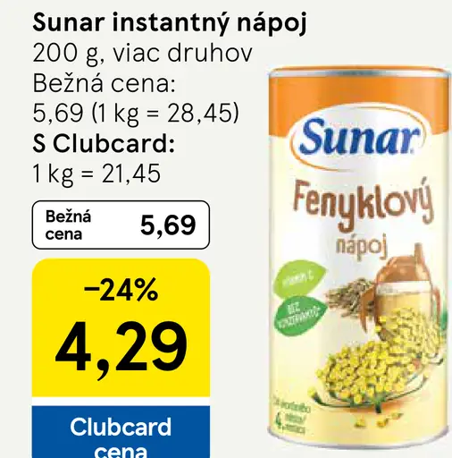 Sunar instantný nápoj, rôzne druhy