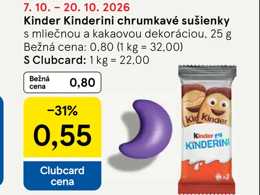 Kinder Kinderini chrumkavé sušienky s mliečnou a kakaovou dekoráciou