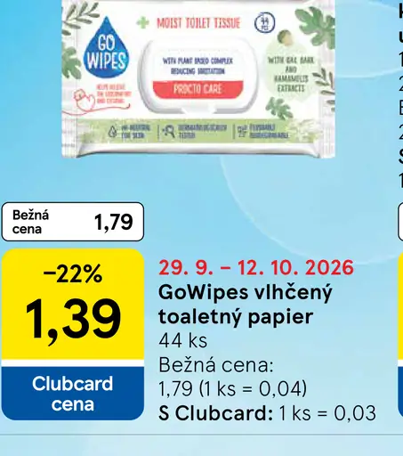 GoWipes vlhčený toaletný papier