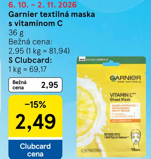 Garnier textilná maska s vitamínom C