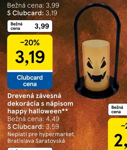 Drevená závesná dekorácia s nápisom Happy Halloween