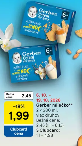 Gerber mliečko, viac druhov