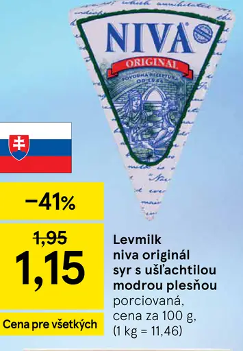 Lev Niva Originál syr s ušľachtilou modrou plesňou, porciovaná