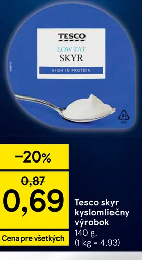 Tesco skyr kyslomliečny výrobok