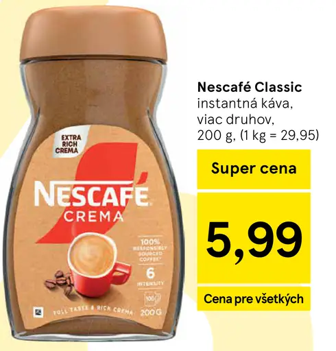 NESCAFÉ CLASSIC, instantná káva