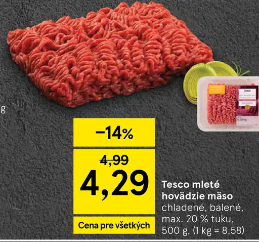 Tesco bravčovo-hovädzie mleté mäso