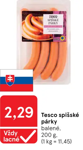 Tesco spišské párky