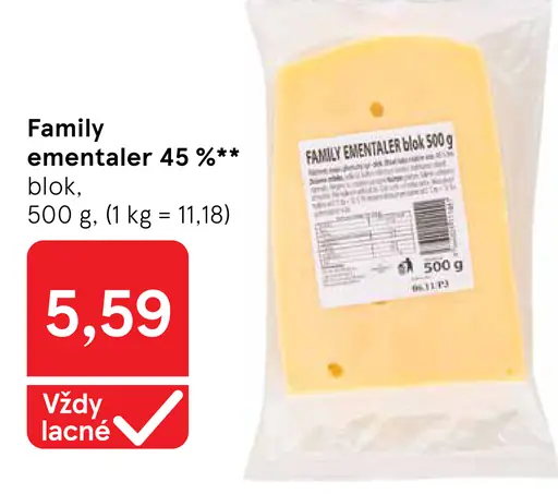 Family ementaler 45 % blok