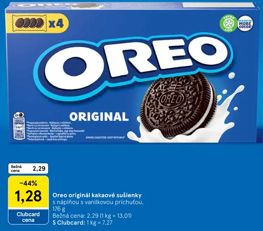 Oreo Original kakaové sušienky s náplňou s vanilkovou príchuťou