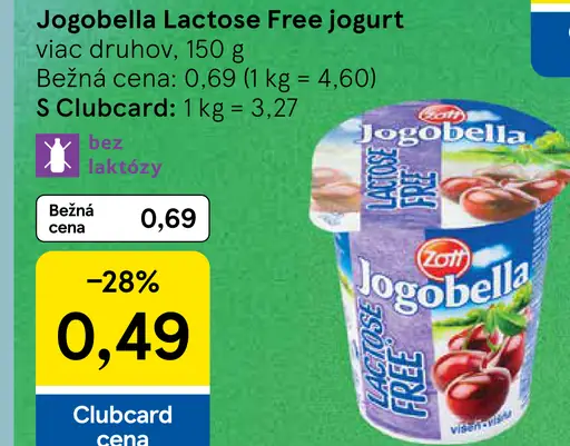 Jogobella Lactose Free jogurt, viac druhov