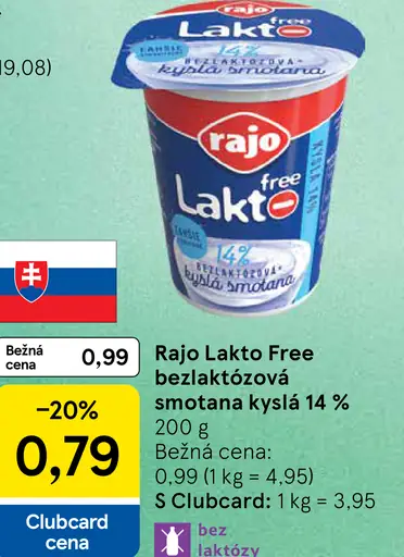 Rajo Lakto Free bezlaktózová smotana kyslá 14%
