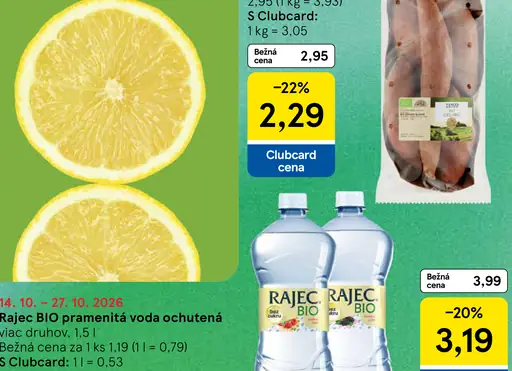 Rajec BIO pramenitá voda ochutená, rôzne druhy