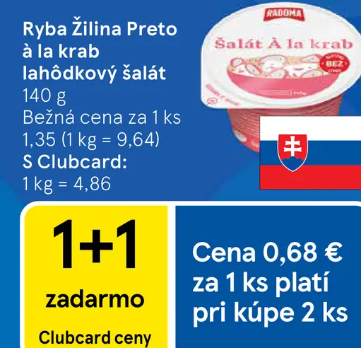 Ryba Žilina Preto à la krab lahôdkový šalát
