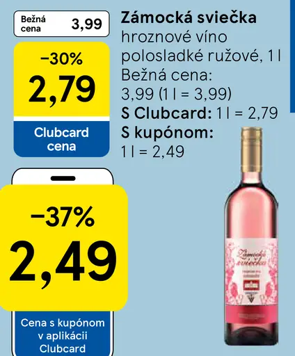 Zámocká sviečka Hroznové víno polosladké ružové
