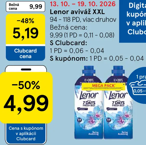 Lenor aviváž XXL, viac druhov