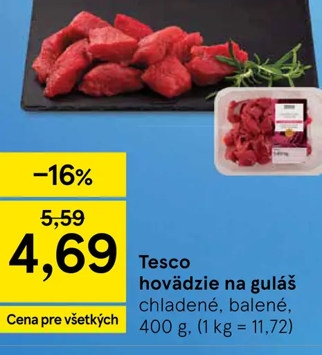 Tesco hovädzie na guľáš
