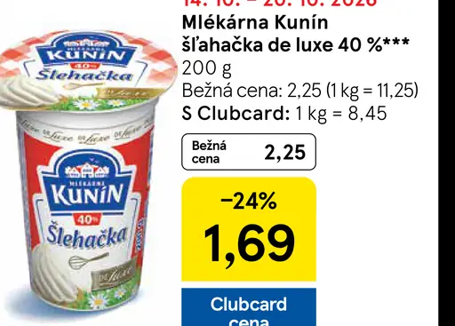 Mlékárna Kunín Šľahačka de luxe 40%