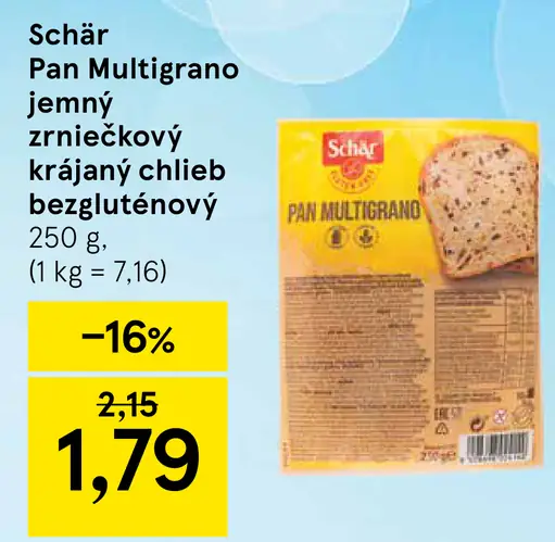 Schär Pan Multigrano jemný zrniečkový krájaný chlieb bezgluténový