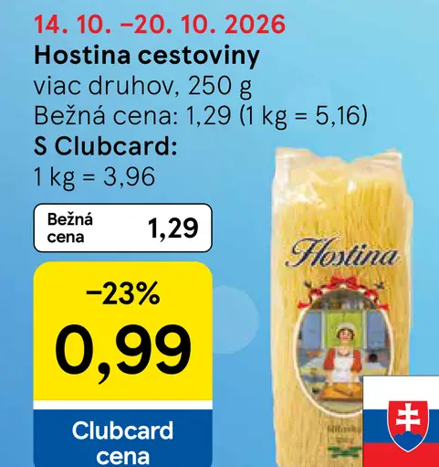 Hostina cestoviny, rôzne druhy