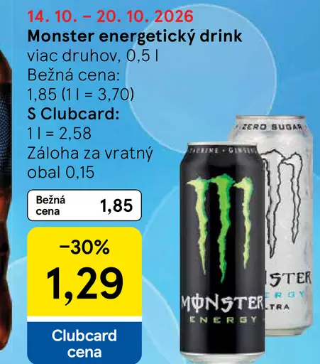 Monster energetický nápoj rôzne druhy