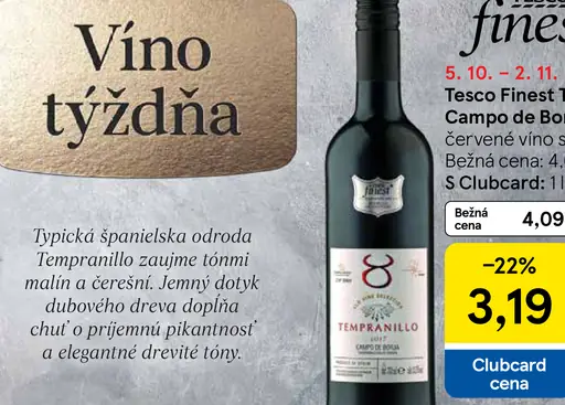 Tesco Finest Tempranillo Campo de Borja červené víno suché
