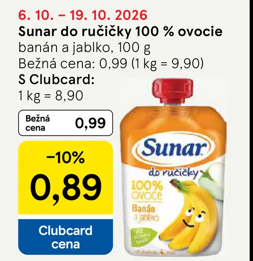 Sunar do ručičky 100 % ovocie banán a jablko