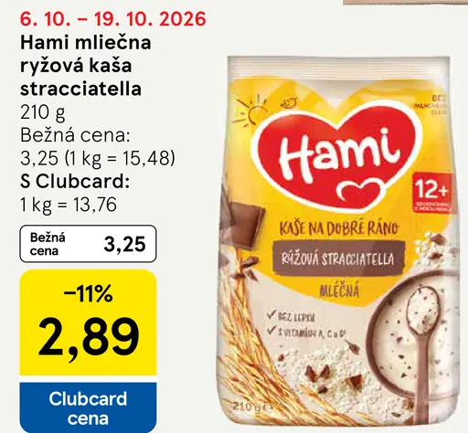 Hami mliečna kaša ryžová stracciatella