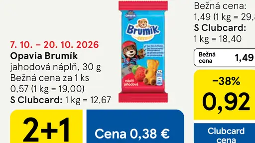 Opavia Brumík jahodová náplň