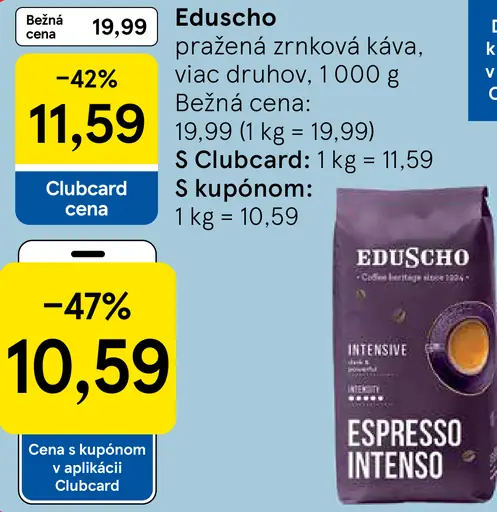 Eduscho pražená zrnková káva, viac druhov