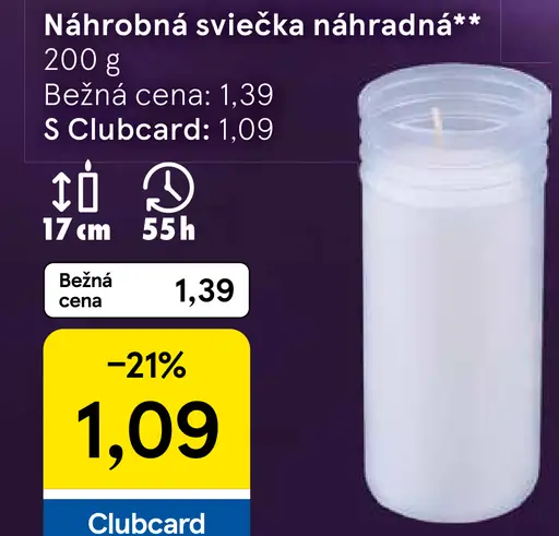 Náhrobná sviečka náhradná