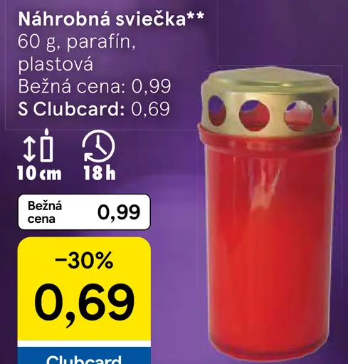 Náhrobná sviečka plastová