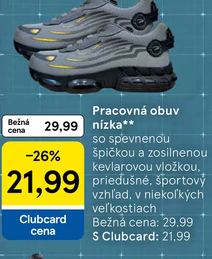 Pracovná obuv nízka so spevnenou špičkou a kevlarovou vložkou