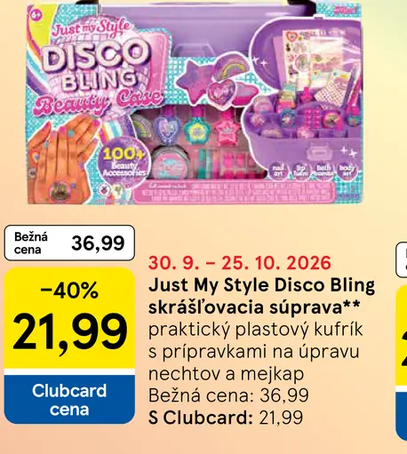 Just My Style Disco Bling skrášľovacia súprava s prípravkami na úpravu nechtov a mejkap