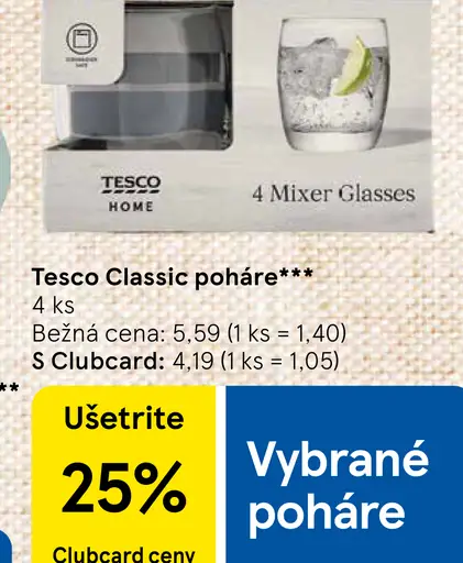 Tesco Classic poháre