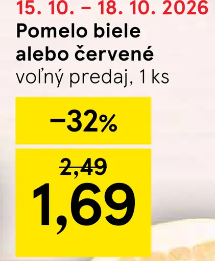 Pomelo biele alebo červené voľný predaj