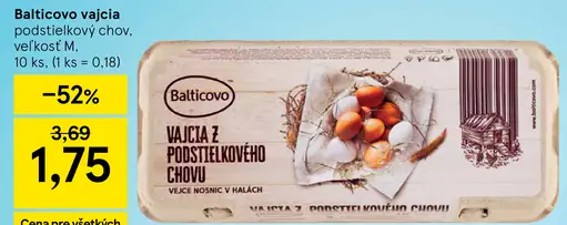 Balticovo vajcia z podstielkového chovu, veľkosť M