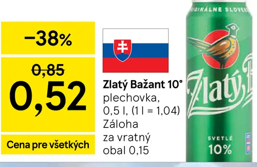 Zlatý Bažant 10° plechovka