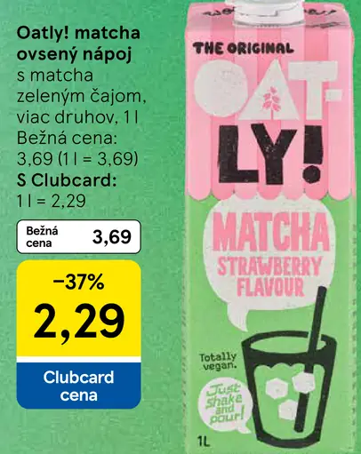 Oatly! Matcha ovsený nápoj s matcha zeleným čajom