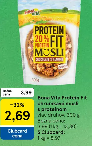 Bona Vita Protein Fit chrumkavé müsli s proteínom – viac druhov