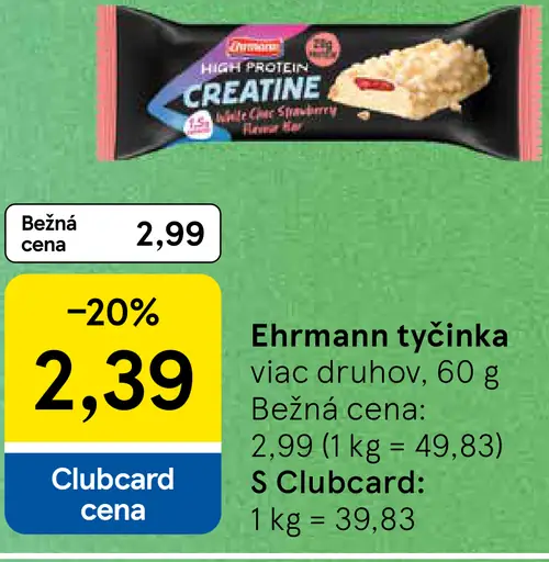 Ehrmann proteínová tyčinka – viac druhov