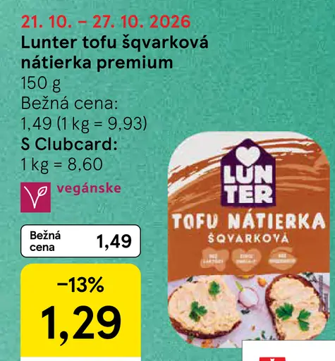 Lunter tofu šunková nátierka premium